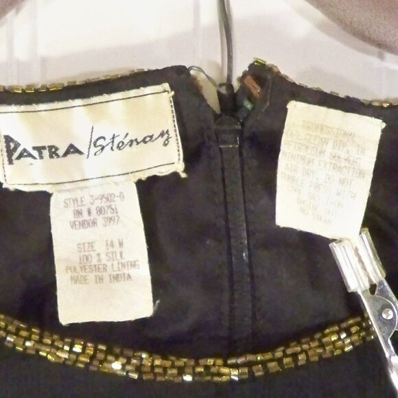 Patra Stenay, Bead, Sequin, Gold Black Dress 14 W - Picture 9 of 11